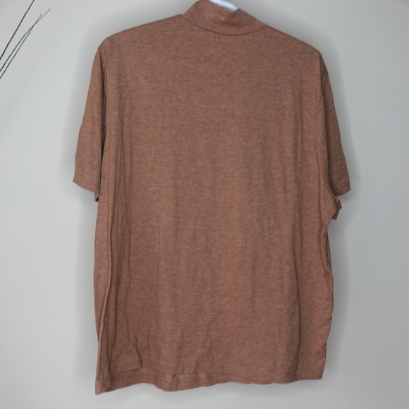 SHEIN Plus-Sized Turtleneck Short Sleeve Top Beige - Picture 3 of 4